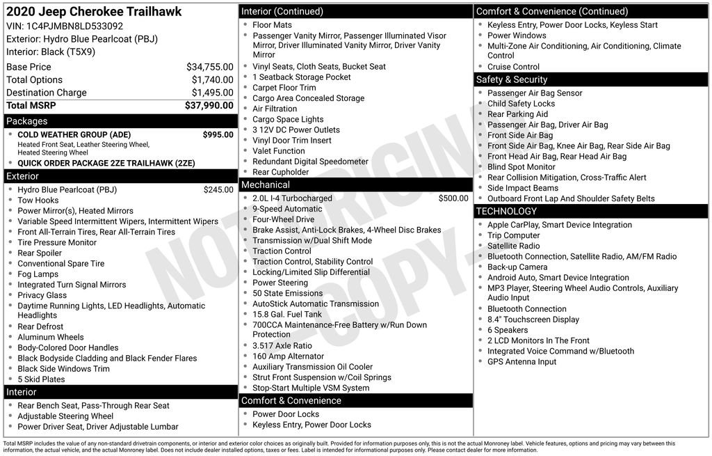 Used 2020 Blue Jeep Trailhawk image 11