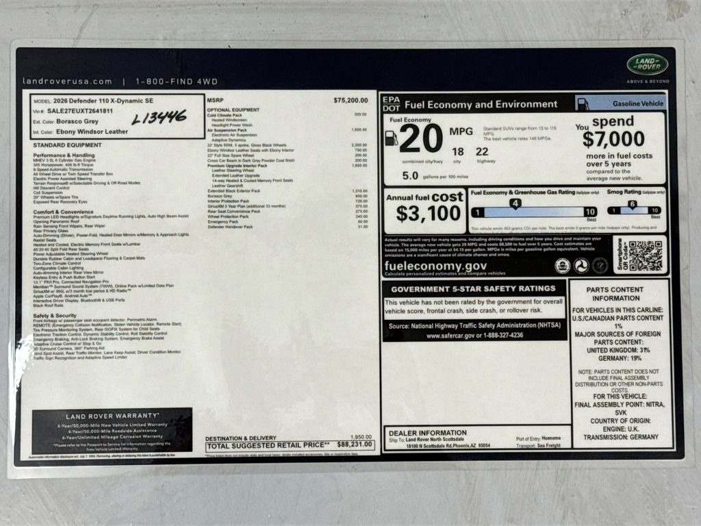New 2026 Borasco Grey Land Rover X-Dynamic SE image 9