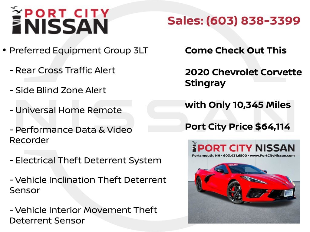 Used 2020 Torch Red Chevrolet Stingray 3lt w/z51, front end lift, carbon fiber roof & more! image 21