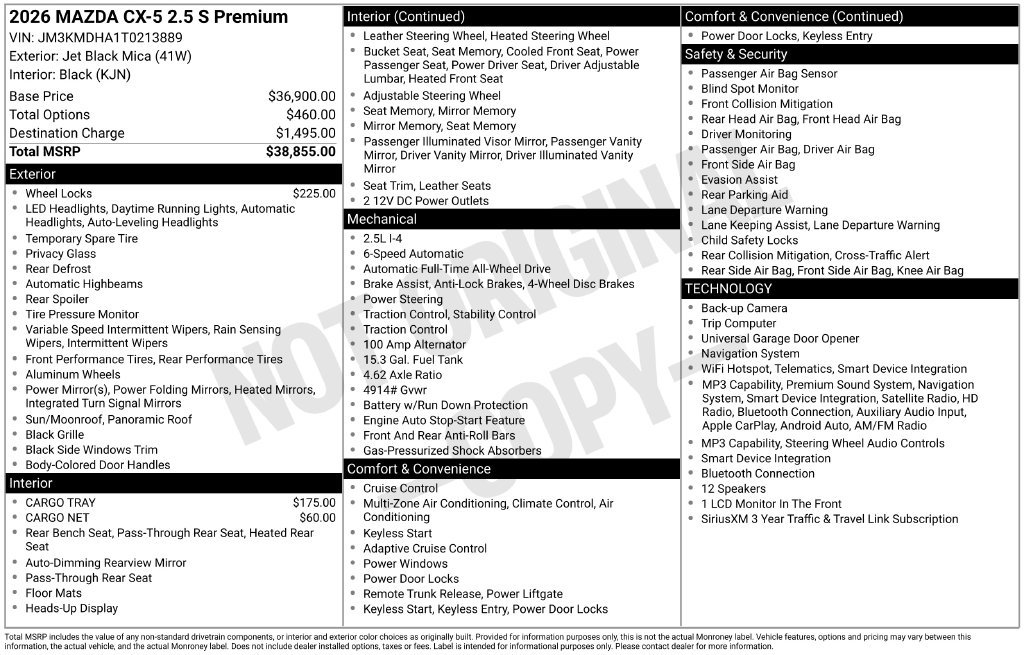 New 2026 Jet Black Mica Mazda 2.5 S Premium AWD image 24