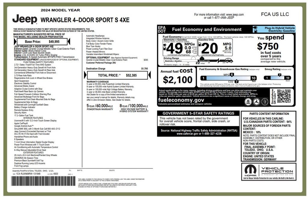 Certified Used 2024 Gray Jeep Sport S 4xe image 4