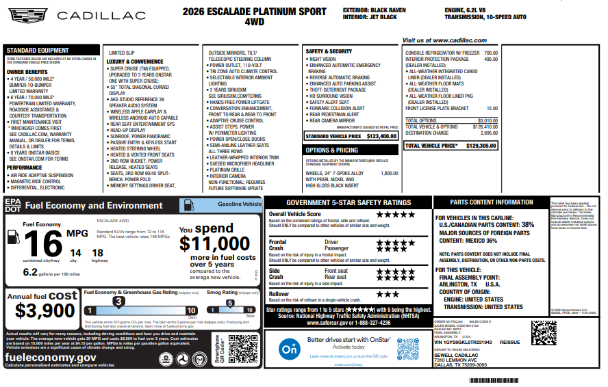 Used 2026 Black Cadillac Platinum Sport image 3