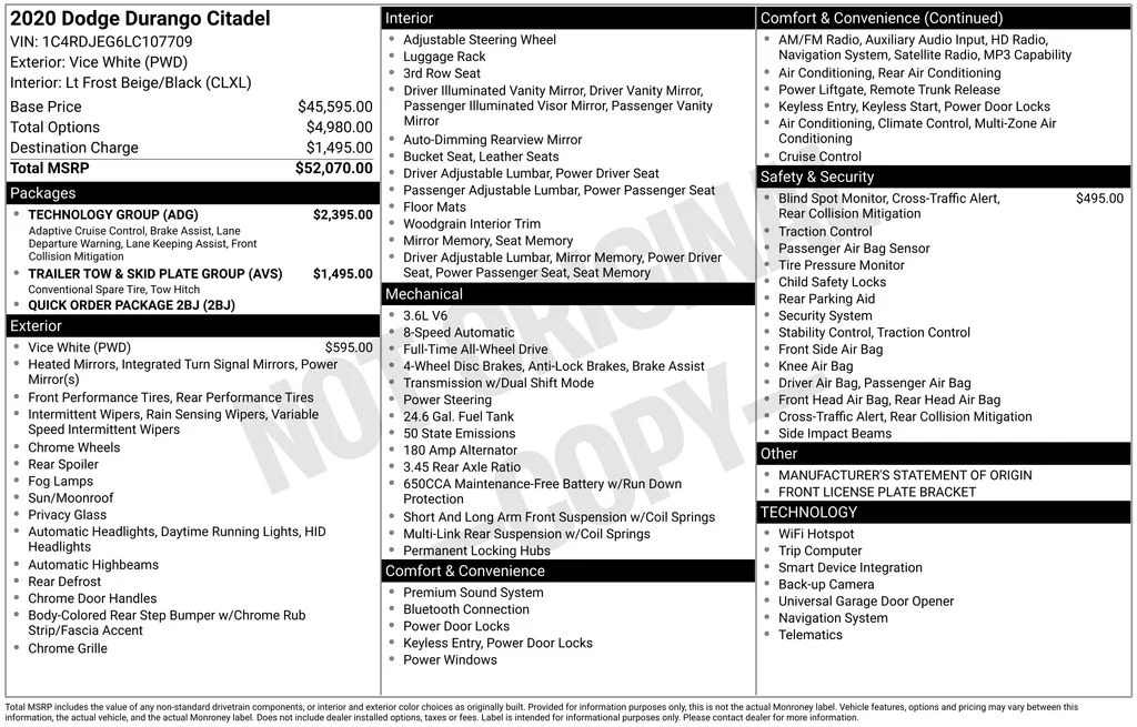 Used 2020 White Dodge Citadel image 2