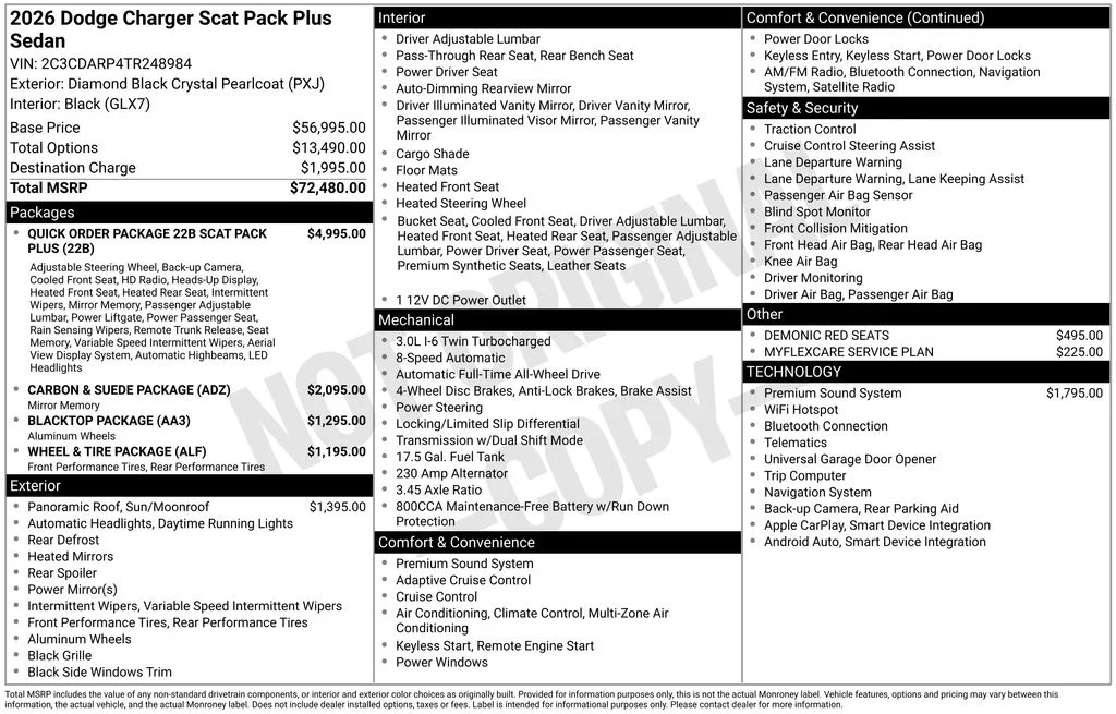 New 2026 Diamond Black Crystal Pearlcoat Dodge Scat Pack Plus image 5