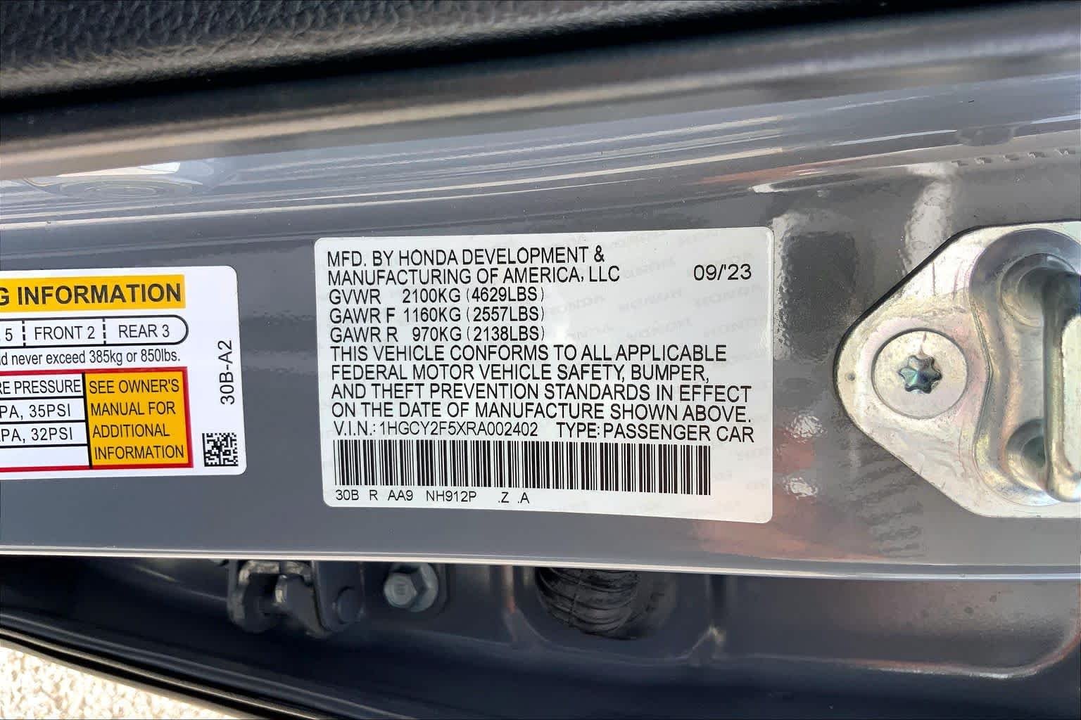 Used 2024 Urban Gray Pearl Honda Sport image 35
