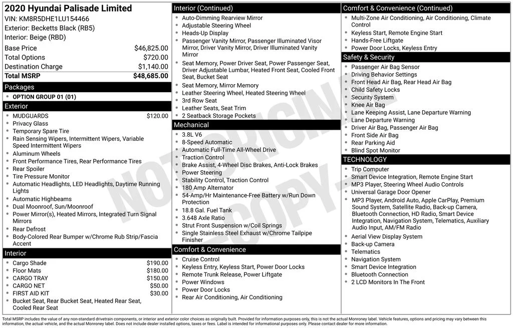 Used 2020 Black Hyundai Limited image 2