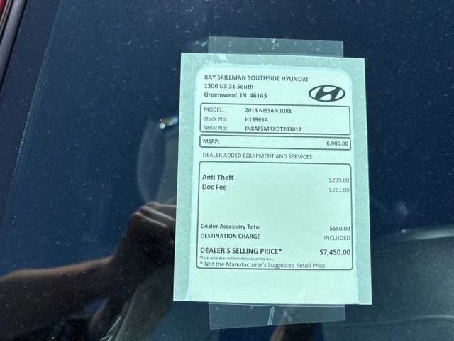 Used 2013 Nissan JUKE S with VIN JN8AF5MRXDT203012 for sale in Greenwood, IN