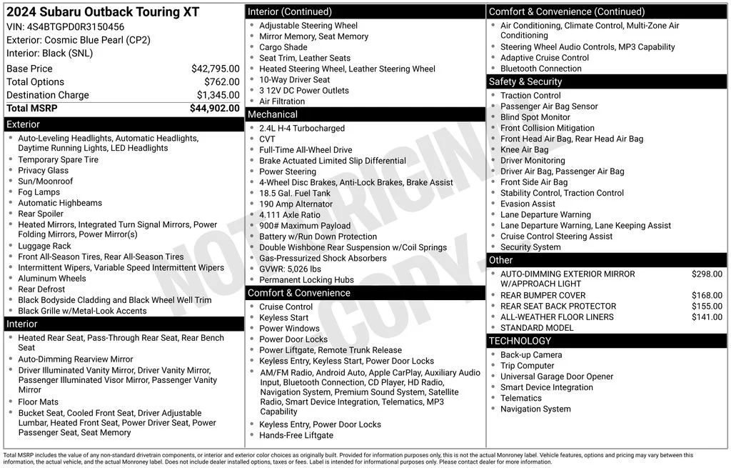 Certified Used 2024 Blue Subaru Touring XT image 8