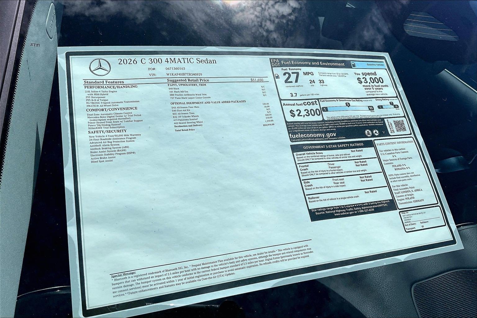New 2026 Black Mercedes-Benz C 300 image 26