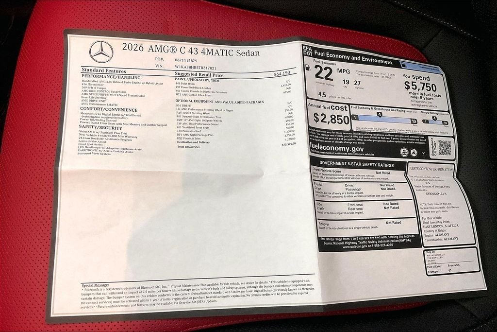 New 2026 Polar White Mercedes-Benz AMG® C 43 4MATIC® Sedan image 14