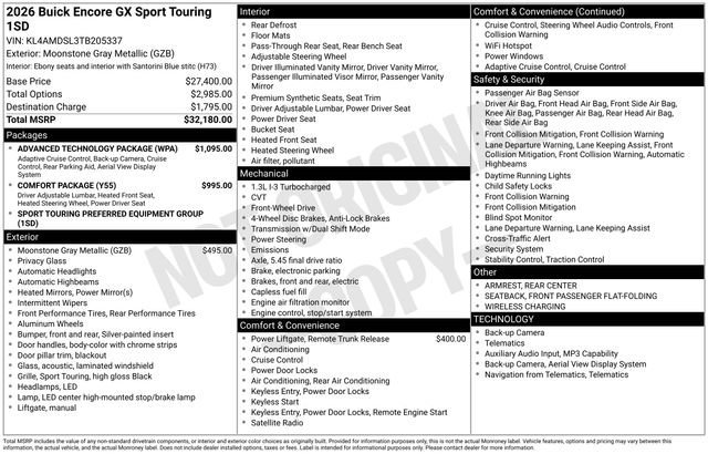 New 2026 Moonstone Gray Metallic Buick Sport Touring image 21