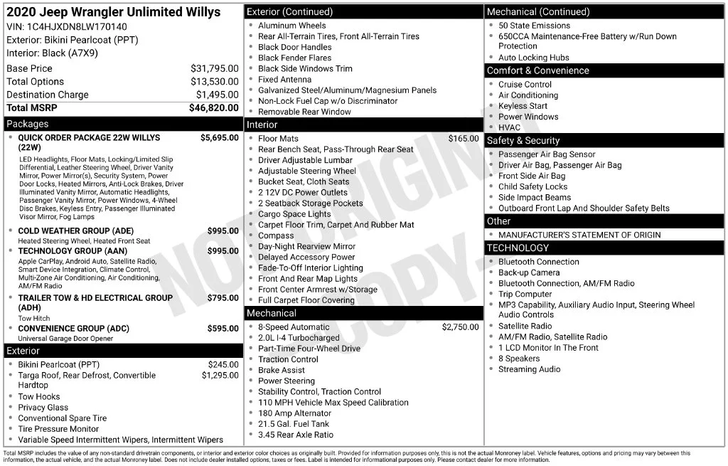 Used 2020 Bikini Pearlcoat Jeep Unlimited Sport image 24