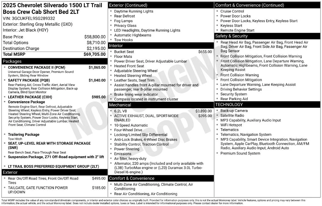Used 2025 Gray Chevrolet LT Trail Boss image 11