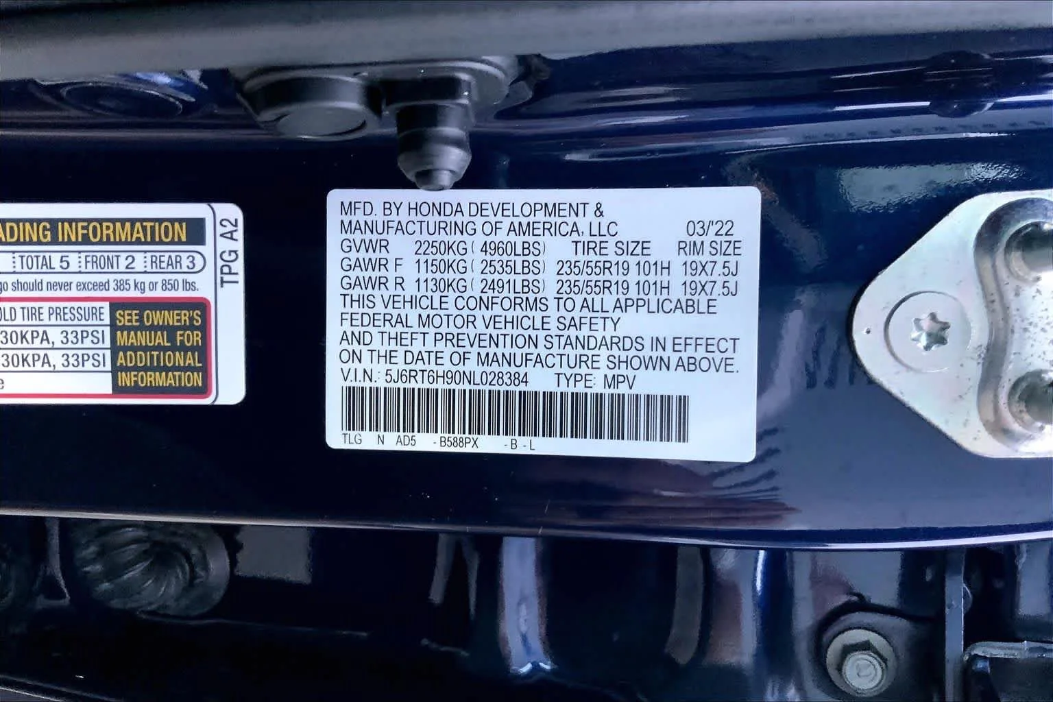 Used 2022 Obsidian Blue Pearl Honda Touring image 29