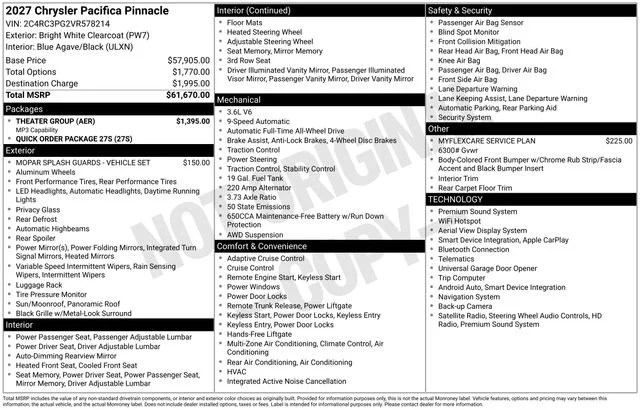 New 2027 Bright White Clear-Coat Exterior Paint Chrysler Pinnacle image 4