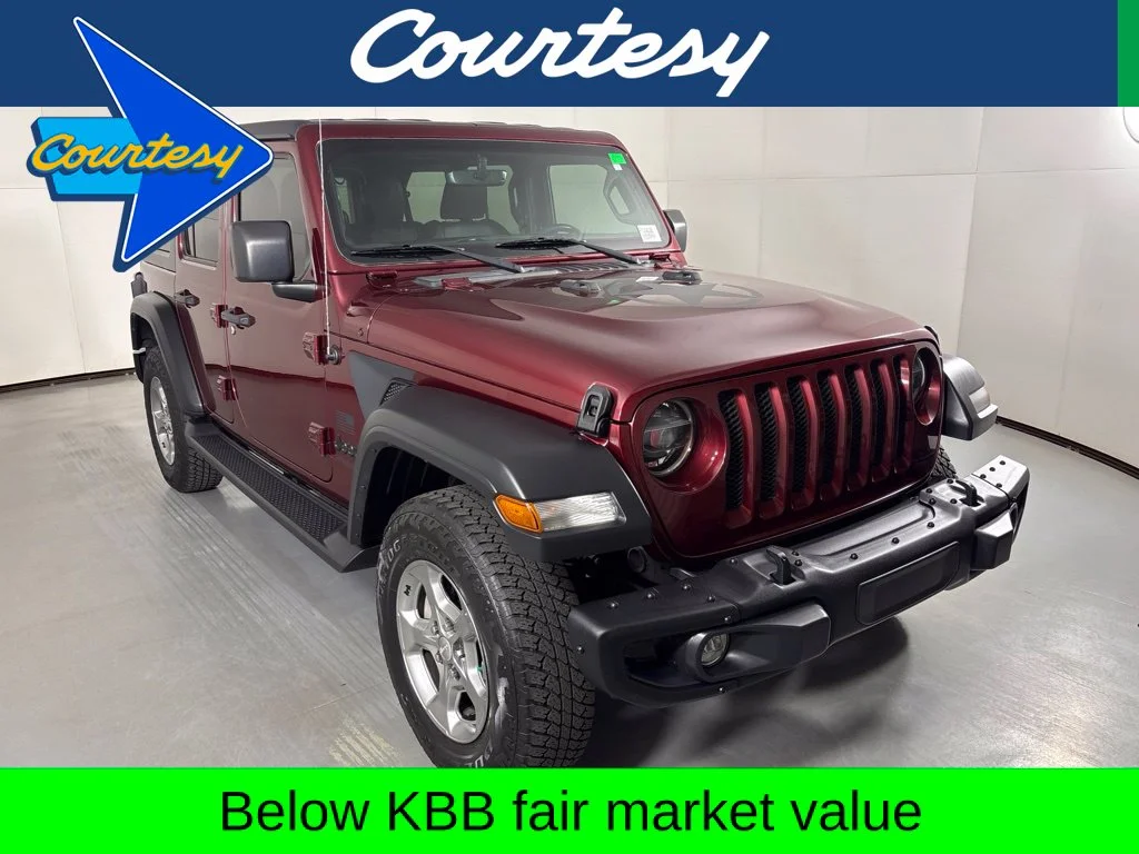 Used 2021 Red Jeep Unlimited Sport image 1