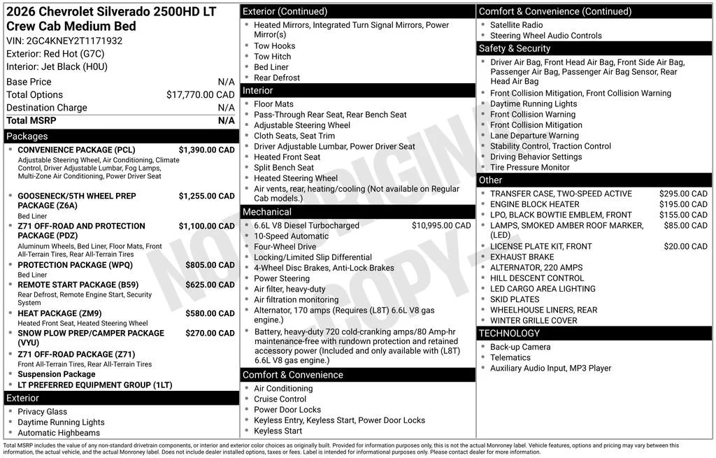 New 2026 Red Hot Chevrolet LT image 2
