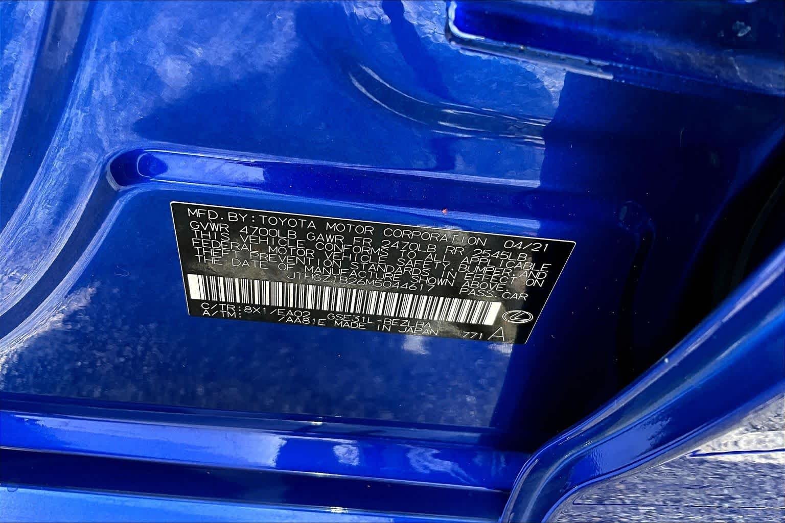Certified Used 2021 Ultrasonic Blue Mica 2.0 Lexus F SPORT image 35