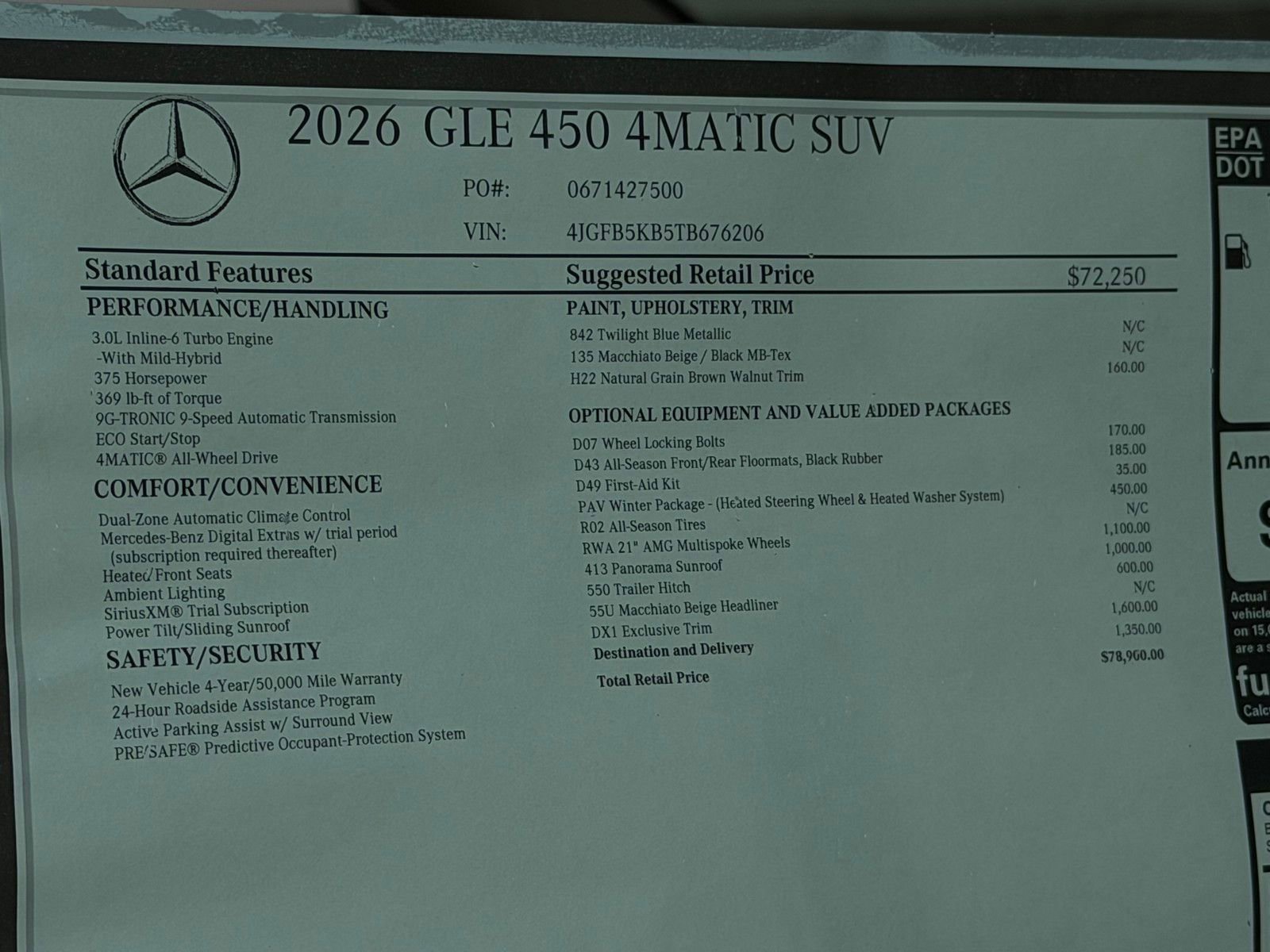 New 2026 Twilight Blue Metallic Mercedes-Benz GLE 450 image 48