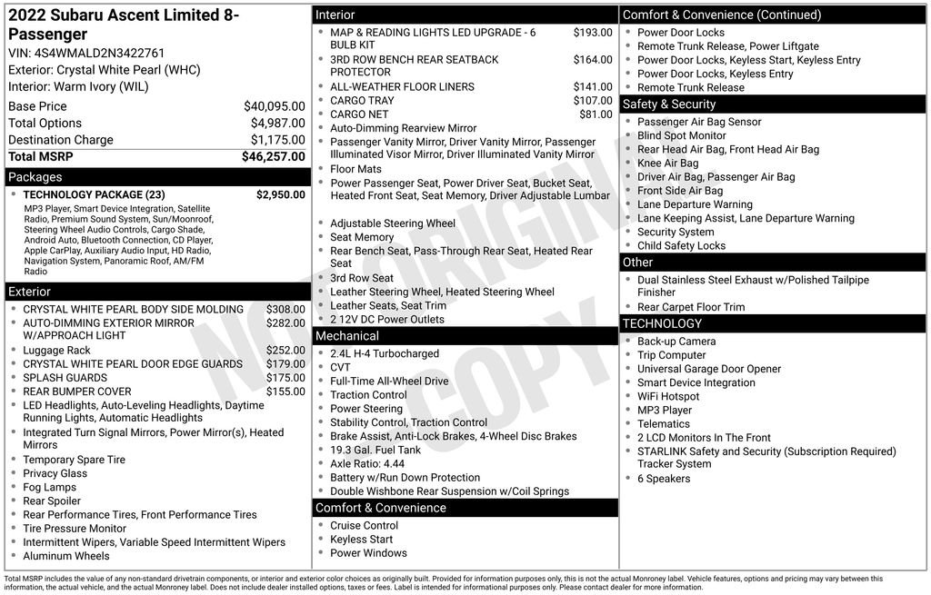 Used 2022 Crystal White Pearl Subaru Limited image 29