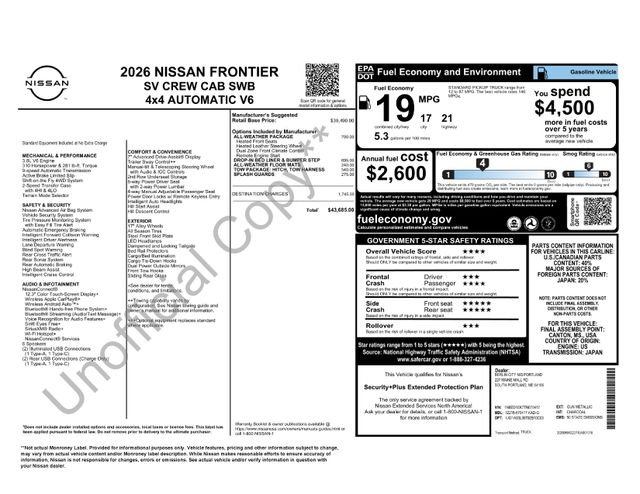 New 2026 Gun Metallic Nissan Crew Cab SV image 38