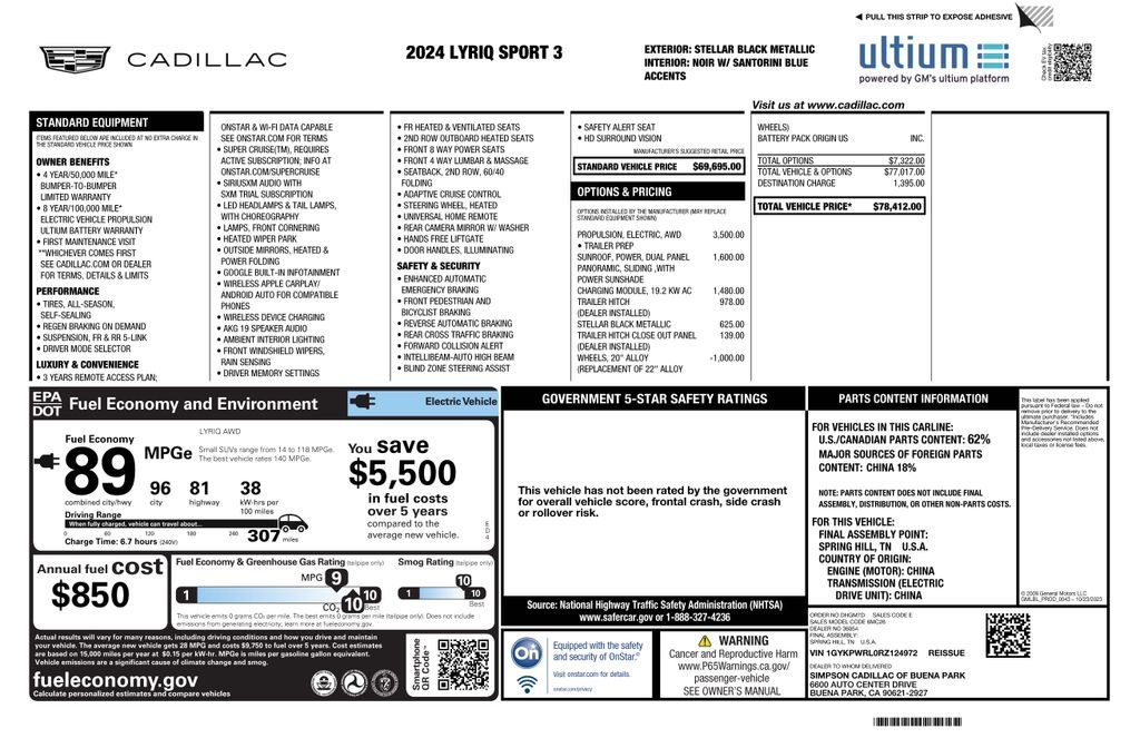Certified Used 2024 Black Cadillac Sport image 4