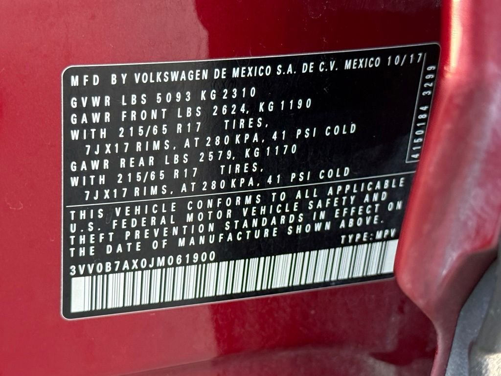 Used 2018 Cardinal Red Metallic Volkswagen 2.0T S image 28