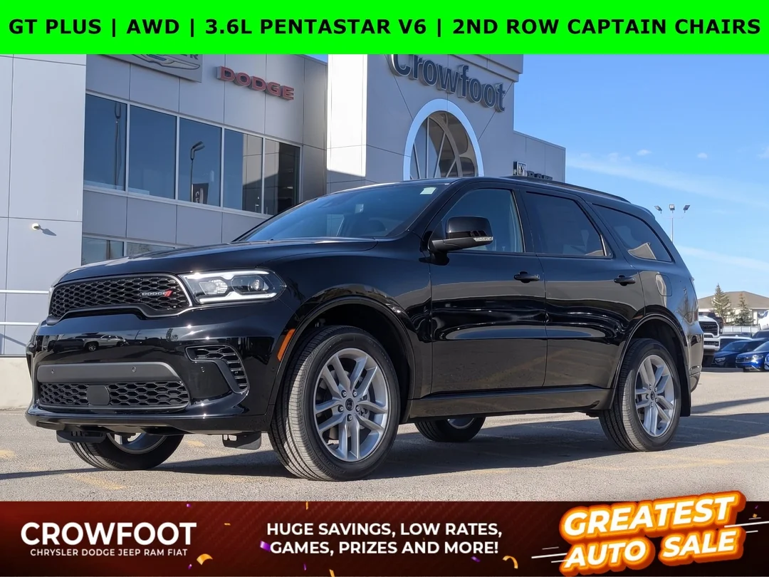 New 2026 Black Dodge GT Plus - - AWD - GT Plus Pkg (2BH) - 2nd Row Captain Chairs - Leather-Faced Bucket Seats & More! image 1