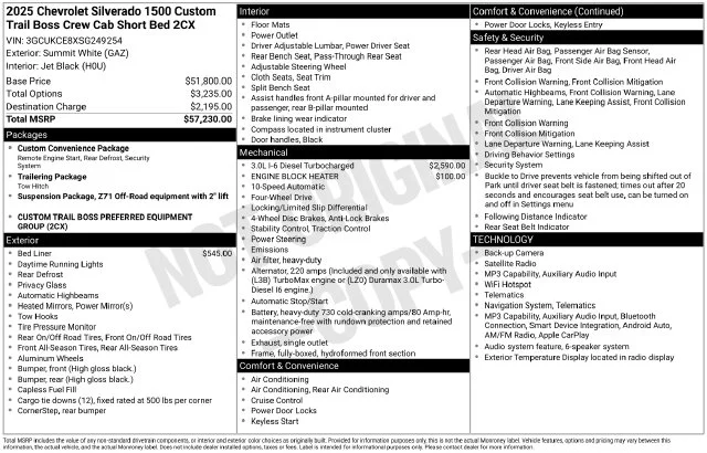 Used 2025 White Chevrolet Custom Trail Boss image 37