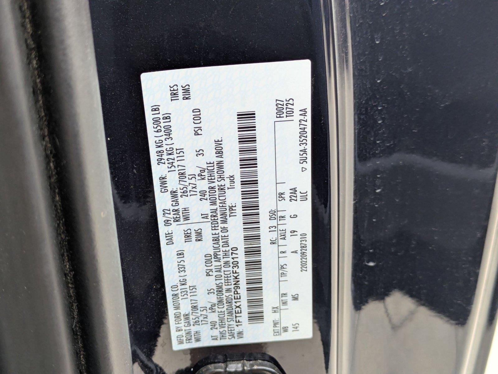 Used 2022 Antimatter Blue Metallic Ford XLT image 9