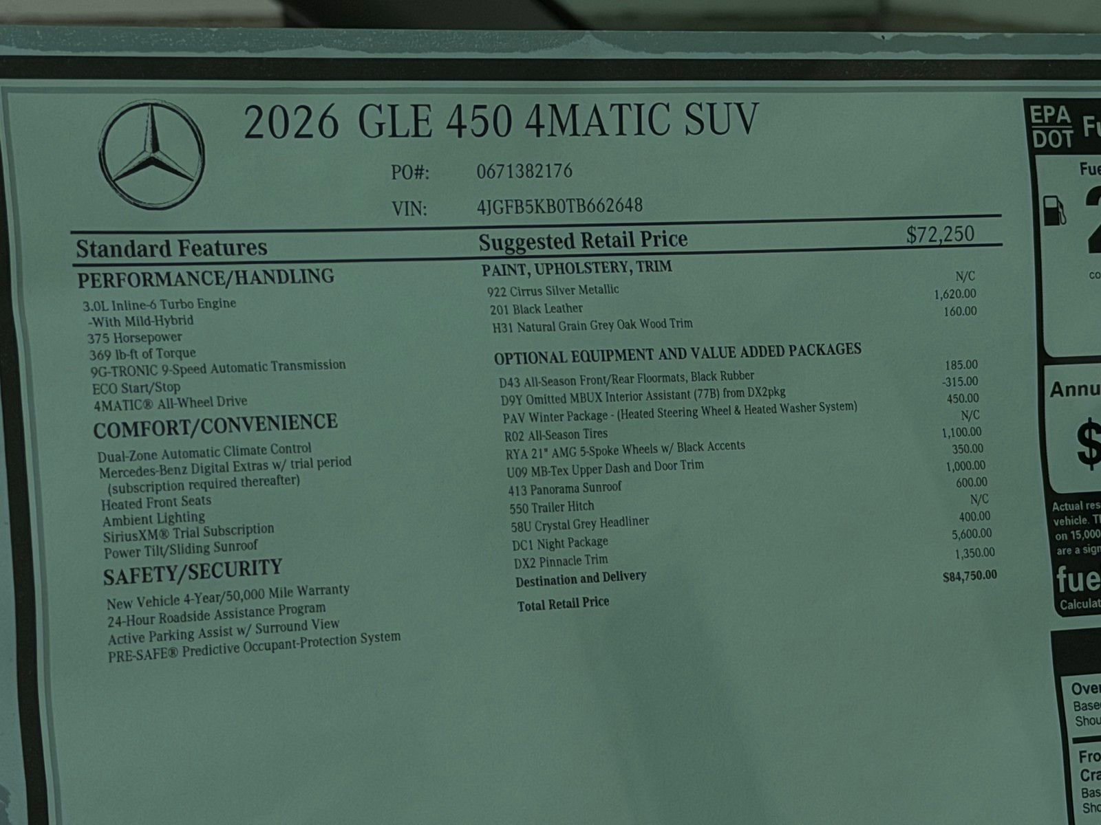 New 2026 Cirrus Silver Metallic Mercedes-Benz GLE 450 image 48