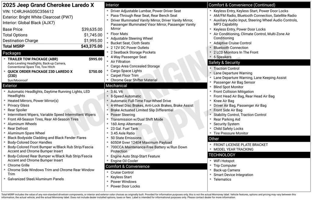 New 2025 Bright White Clear-Coat Exterior Paint Jeep Laredo X image 6