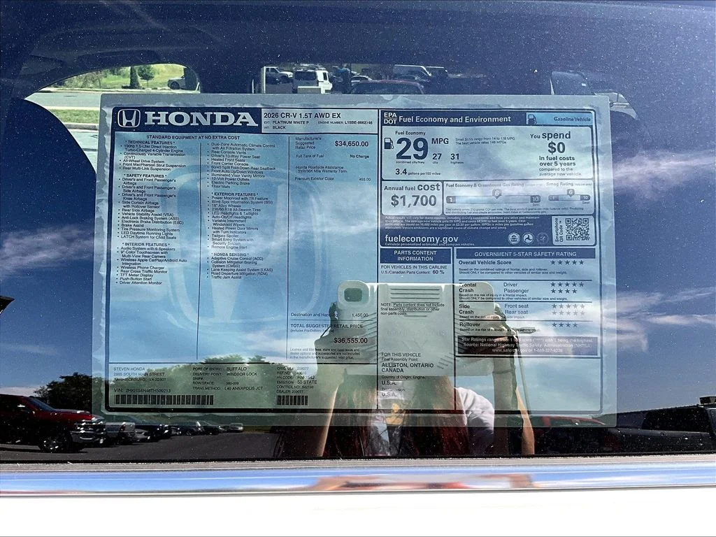 New 2026 Platinum White Pearl Honda AWD EX image 30