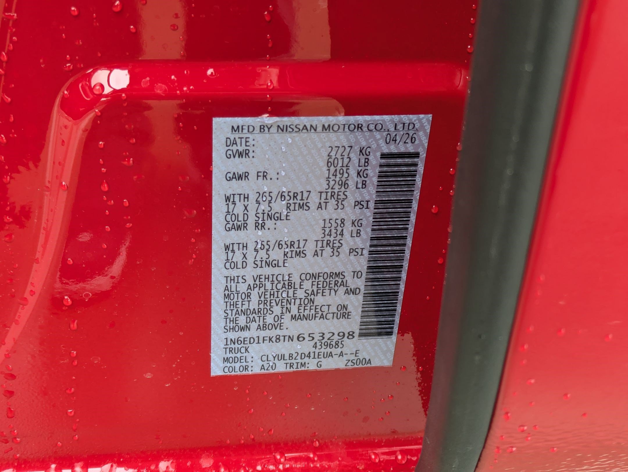 New 2026 Red Alert Nissan Crew Cab SV Long Bed image 16
