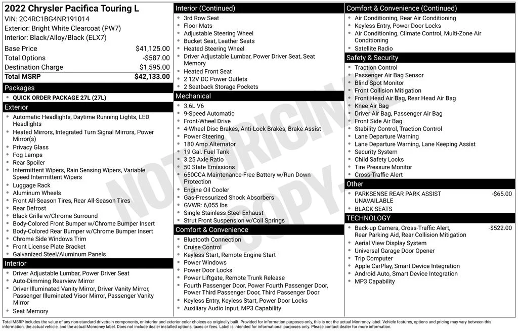 Used 2022 White Chrysler Touring L image 6