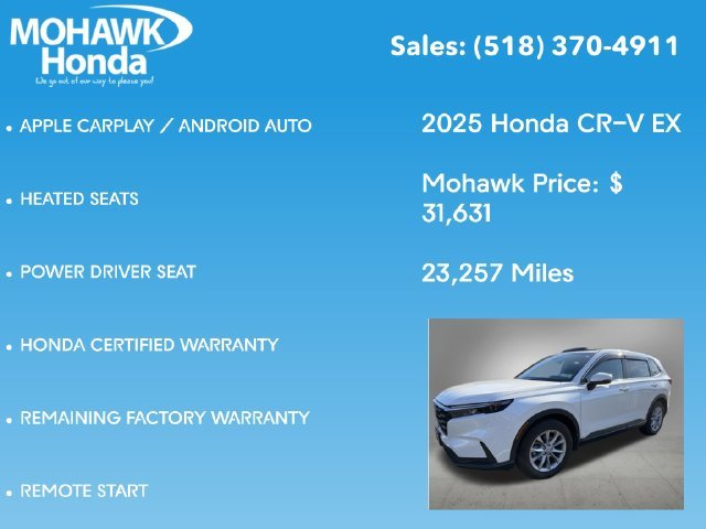 Certified Used 2025 Platinum White Pearl Honda EX image 6