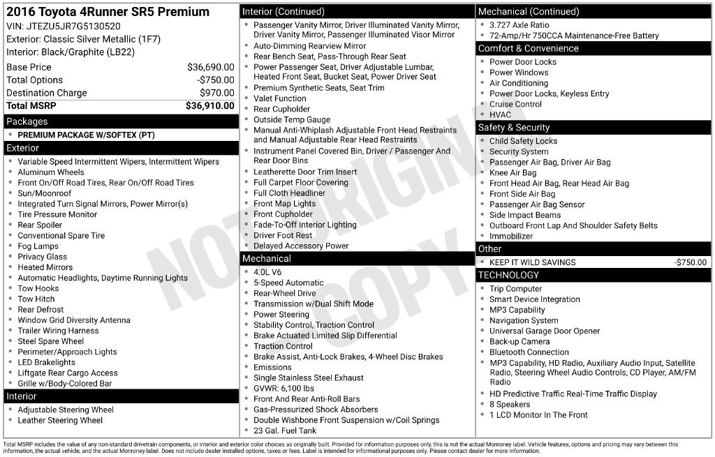 Used 2016 Silver Toyota SR5 Premium image 1