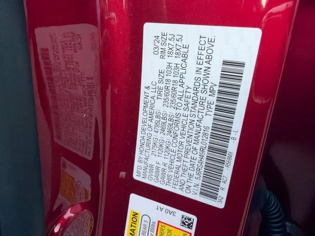 Certified Used 2024 Radiant Red Metallic Honda EX image 17