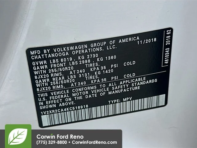 Used 2019 Pure White Volkswagen 3.6L V6 SE image 33