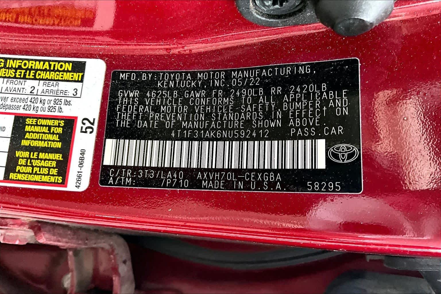 Used 2022 Ruby Flare Pearl Toyota Hybrid XLE image 30