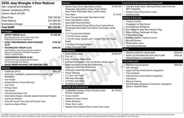 New 2026 Goldilocks Exterior Paint Jeep Rubicon image 14