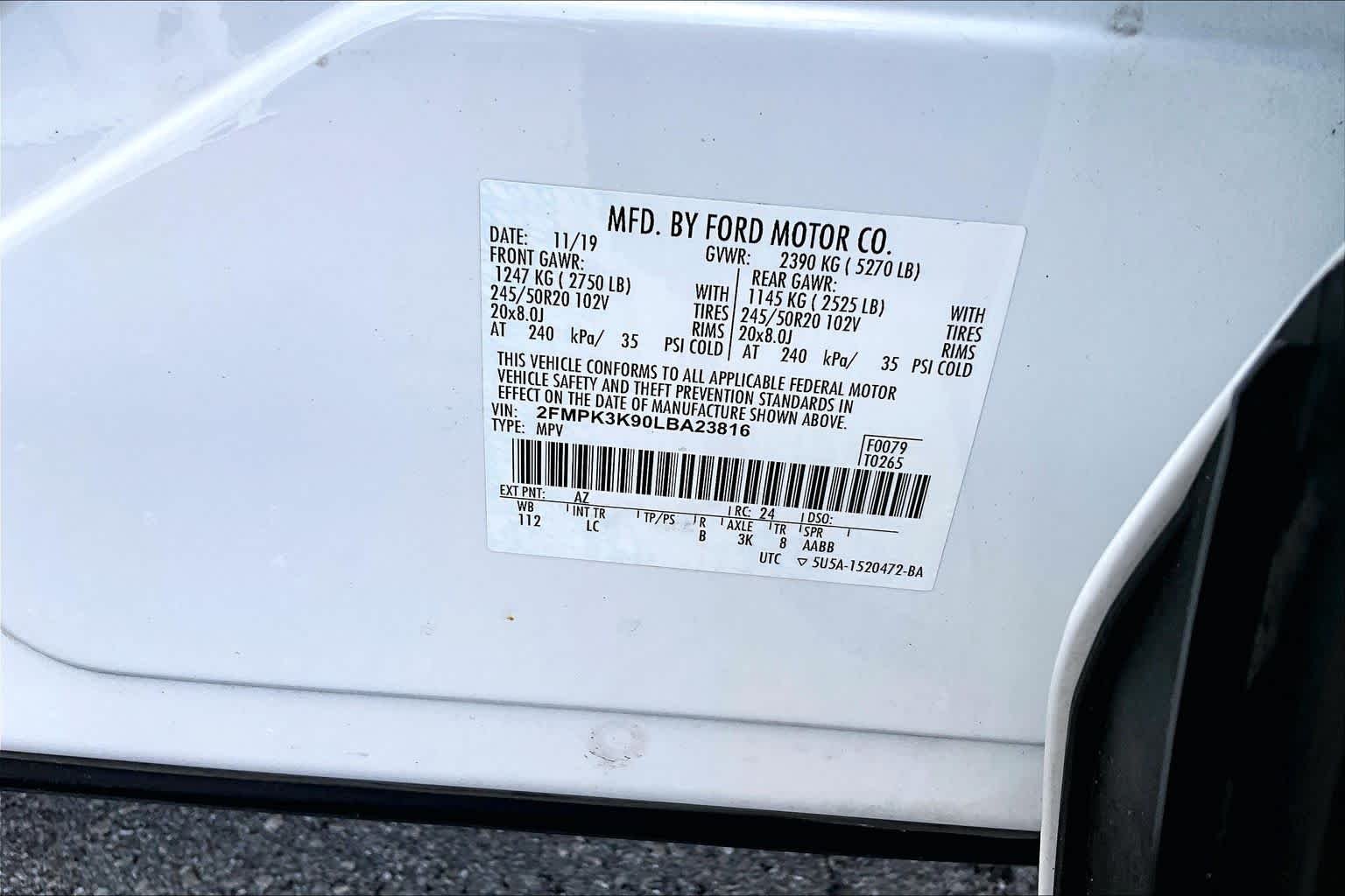 Used 2020 Star White Metallic Tri-Coat Ford Titanium image 35