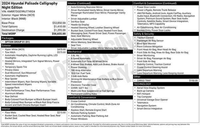 Certified Used 2024 White Hyundai Calligraphy Night Edition image 9