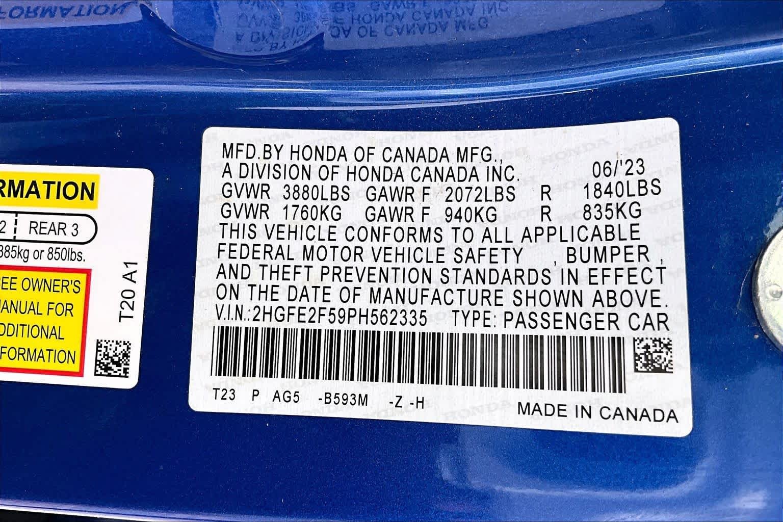 Used 2023 Aegean Blue Metallic Honda Sport image 35