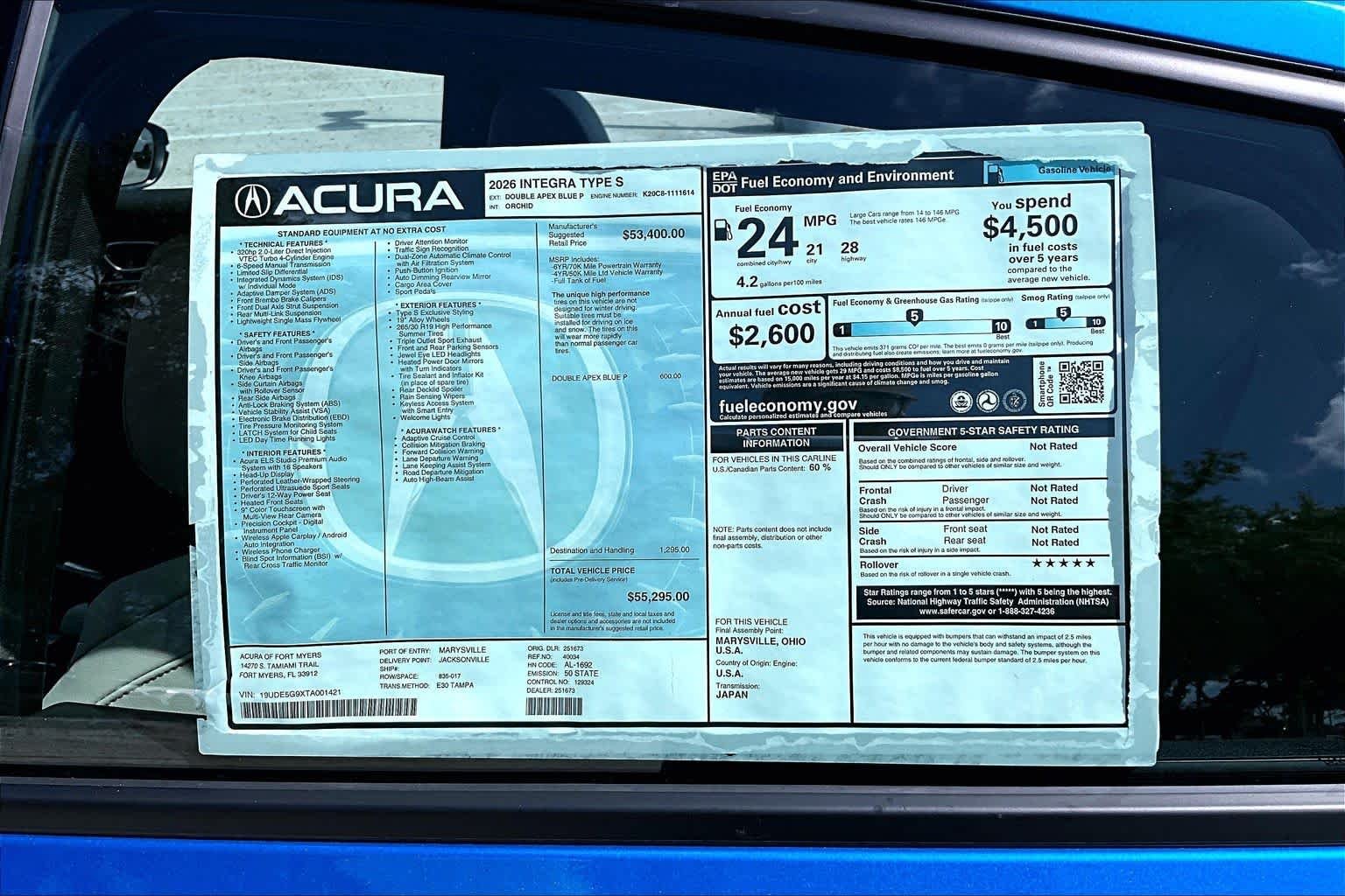 New 2026 Double Apex Blue Pearl Acura Type S image 22