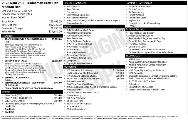 New 2026 Silver-Zynith Exterior Paint RAM Tradesman image 4