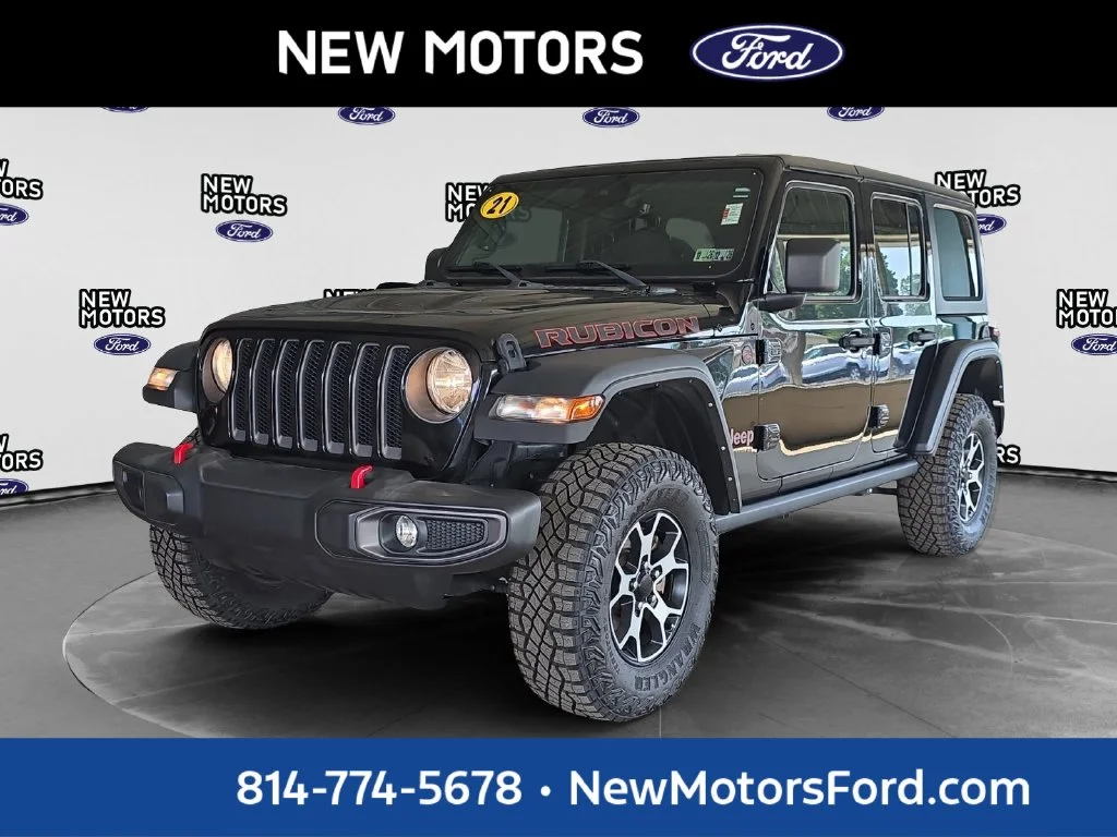 Used 2021 Black Clearcoat Jeep Unlimited Rubicon image 1