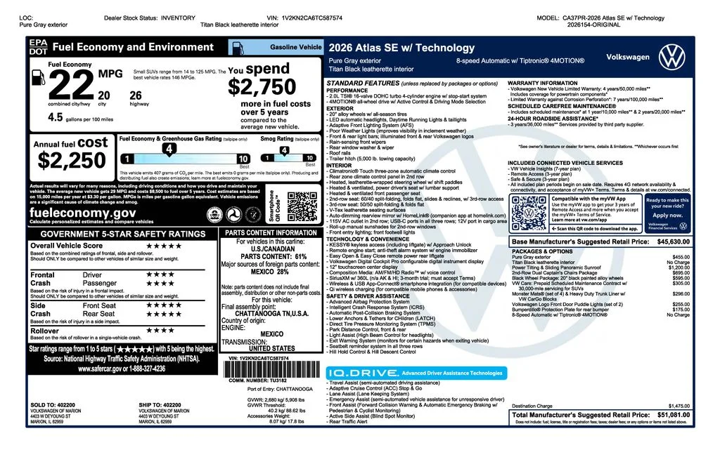 New 2026 Gray Volkswagen 2.0T SE w/Technology image 2