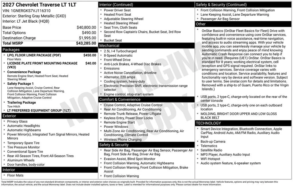 New 2027 Sterling Gray Metallic Chevrolet LT image 8