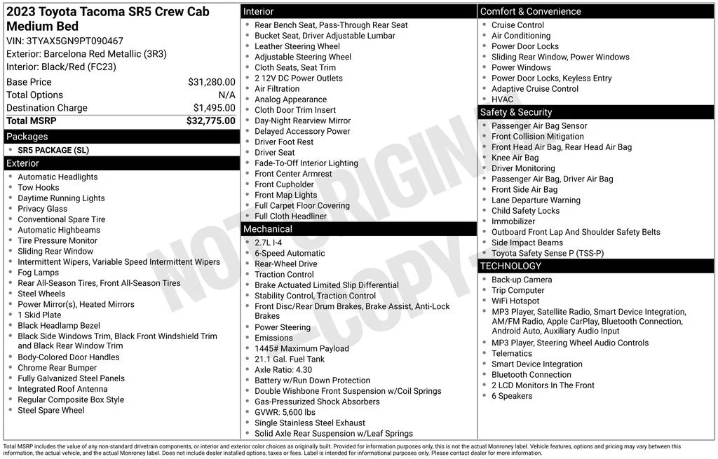 Used 2023 Red Toyota SR5 image 2